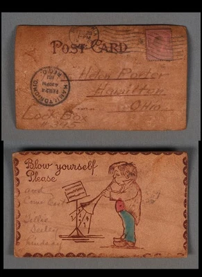 MayfairStamps US 1907 Ohio Miami to Hamilton Music Cartoon Leather Post Card aau - Image 1 of 2