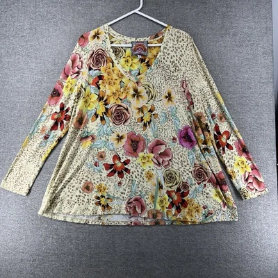 Blusa túnica Johnny Was top mujer talla 1X floral jardín informal manga larga Foto 1 de 4