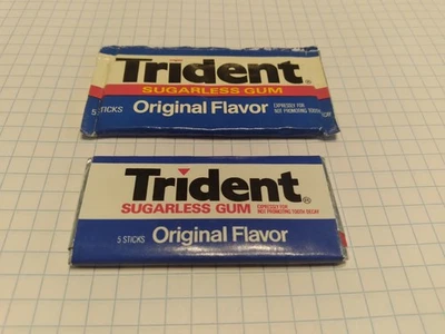 Envoltura de goma de mascar American 1990 de colección paquetes completos Trident original Foto 1 de 4