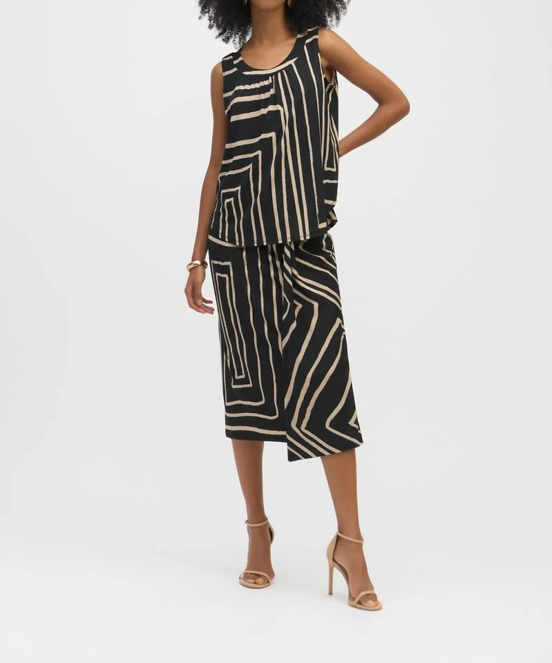 Top Joseph Ribkoff tejido sedoso pinta geométrica sin mangas talla 10 Foto 1 de 4