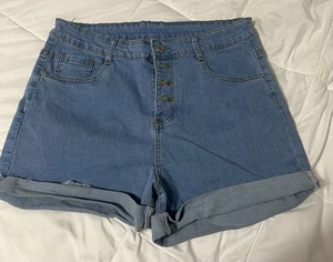 Button Fly Denim Stretch Shorts Xl - Bild 1 von 4