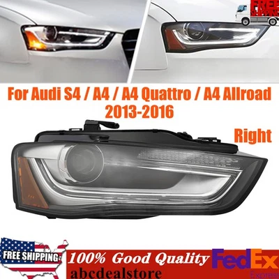 Right Headlight For 2013 2014 2015 2016 Audi A4 S4 Passenger Projector Headlamp Foto 1 de 4