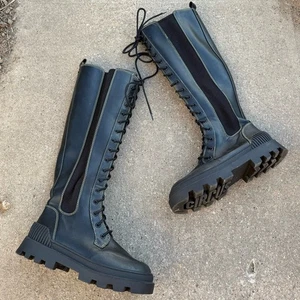 Circus Sam Edelman Ina schwarze kniehohe klobige Plateau-Schnürstiefel Größe 7,5 - Bild 1 von 5