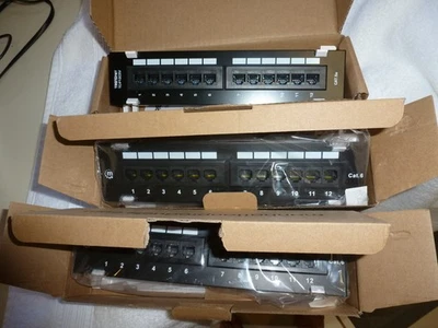 3- 12 port cat 6 patch panels including wall mounts. - Image 1 of 4