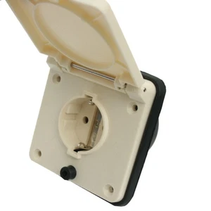220V Aussensteckdose Vorzeltsteckdose Wohnwagen Wohnmobil Caravan Schuko creme - Picture 1 of 6