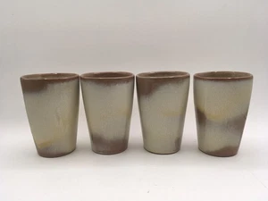 Vintage Set 4 Frankoma Keramik Prärie braun gold 4,75" BECHER Plainsman 5L EUC - Bild 1 von 7