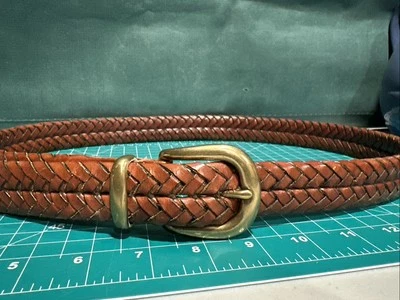 Coach Men’s Brown Braided Leather Belt Gold Brass Buckle 5922 Size 36 90cm Dress - Image 1 of 4