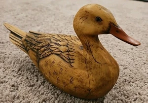 Vintage 9.25" Carved Duck Decoy - Rustic Country Lakehouse Cabin Decor Beautiful - Picture 1 of 6