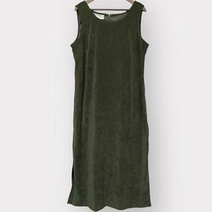 Jessica Howard Shift Maxi Dress Women 18 Green Thick Shiny Fabric Side Slits G48 - Picture 1 of 12