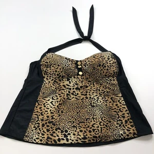 Catalina Swim Plus 2X Women’s Halter Top Beach Leopard All Over Print MINT - Picture 1 of 7