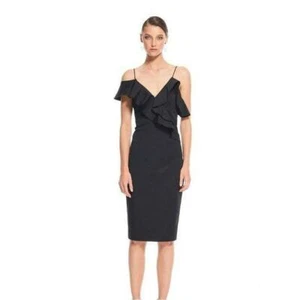 LA MAISON TALULAH Sz XS 6 Black Ruffle Formal Cocktail Pencil Dress NEW - Picture 1 of 4