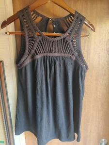 Gretchen Scott Gypsy Soul Dress Top Size M Goddess Black Lattice Neck - Picture 1 of 10