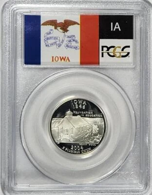 2004 - S Silver Washington Quarter - Iowa -  PCGS PR69DCAM - Flag Series - Image 1 of 2