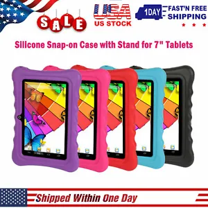 Flexible Shockproof Silicone Case Soft Cover For 7" Tablet with Stand - Picture 1 of 43