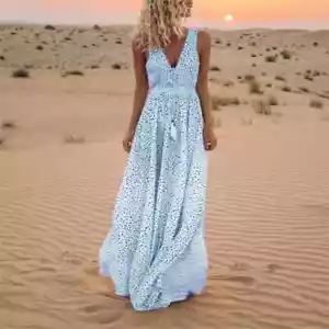 Boho Bohemia Maxikleid für Damen Party Abend Sommer V-Ausschnitt Strand Sommerkleid US - Bild 1 von 28