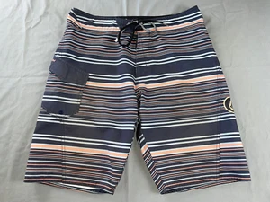 Volcom Lightweight Cargo Board Shorts, Boardies. Striped, Men's Size 32. EUC!! - Picture 1 of 5
