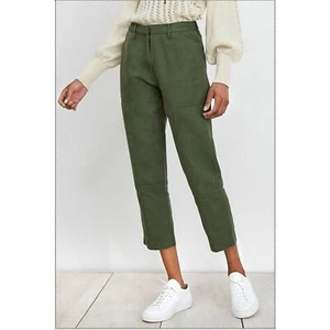 Apiece Apart Palma Chill Pant Bottle Green Linen High Rise Straight Leg Sz 0 - Picture 1 of 15