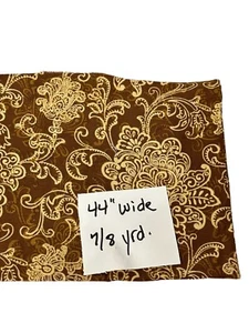 Waverly Inspirations Two Tone Brown Duck Cloth Paisley Print Fabric 7/8 Yard. - Picture 1 of 4