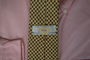 Chipp gelbe englische Seidenkrawatte mit blauem Foulardmuster - Bild 1 von 4