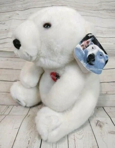 Vintage 1996 Coca-Cola Eisbär weiß Plüschtier Stofftier 10 Zoll - Bild 1 von 12