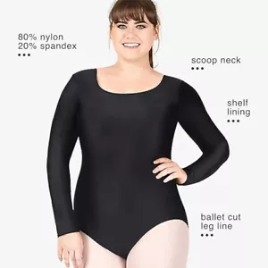 NWT $40 SIZE 2X Theatricals Dancewear Leotard Bodysuit black W/BUILT IN SHELF BR - Picture 1 of 6