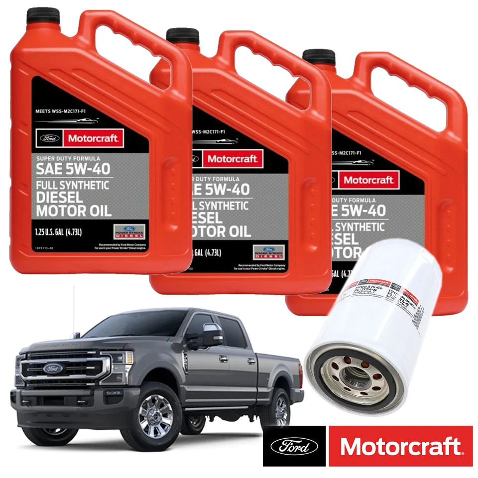 Kit de filtro y aceite de motor Motorcraft 5W-40 para Ford Powerstroke 17-22 6,7 L diésel Foto 1 de 3