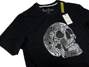 Robert Graham silberner Schädel schwarz grafisches T-Shirt M L XL Herren Baumwolle NEU $ 98 - Bild 1 von 3
