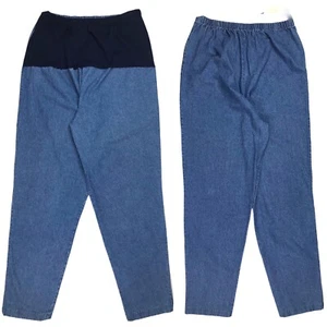 Vintage Cotton Denim Maternity Jeans Size 12 Comfort Panel Modest Tapered Leg - Picture 1 of 11