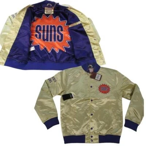 New Phoenix Suns Mens Mitchell & Ness Satin Button Snap Gold Light Jacket $135 - Picture 1 of 10