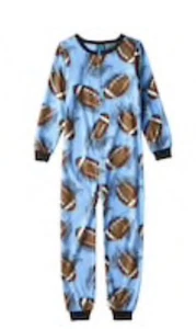 JELLI FISH FLEECE PAJAMAS X-SMALL Zip Front, Footless Super Football New! - Picture 1 of 5