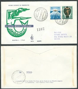 1963 ITALIEN FDC VENETIA 205 MEDITERRANE SPIELE ANNULLIERUNG 1961 STEMPEL ANKUNFT - CG - Bild 1 von 1