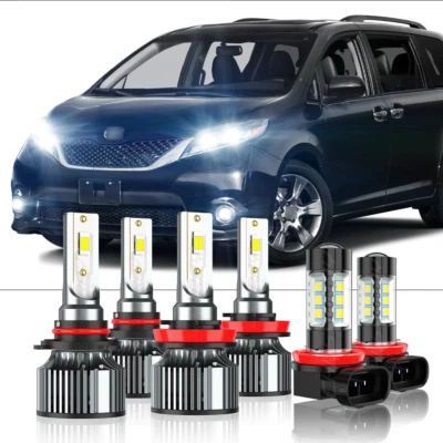 Para Toyota Sienna 2011-2018 6000K Combo H11 9005 Faro LED + Kit Bombilla Antiniebla 6x Foto 1 de 4