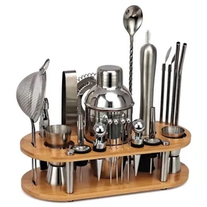 Kit Cocktail Barman 23pcs Inox 750ML avec Support Bois PRUMYA - Imagen 1 de 9