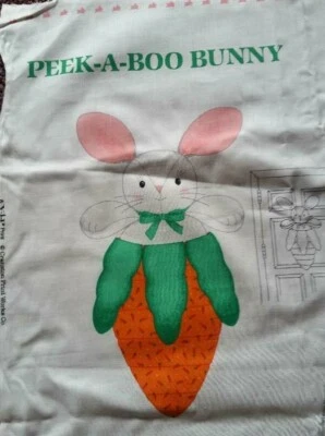 Cranston Peek A Boo Bunny Door Panel Fabric ~ Bunny in Carrot - Image 1 of 2