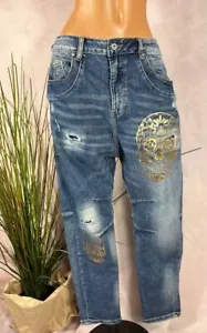 Damen JEANS Baggy Fit Stretch Hose tiefer Schritt Skull DESTROYED 8020 XL 42 44 - Bild 1 von 7