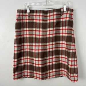 Eddie Bauer Plaid Wool Mohair Cashmere Skirt Womens size 14 Tall - Picture 1 of 8