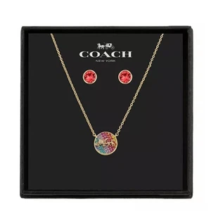 Set collana e orecchini COACH carrozza cavalli cristallo Swarovski nuovi - Foto 1 di 6