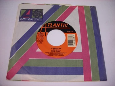 w SLEEVE Skid Row 18 and Life / Midnight/Tornado 1989 Stereo 45rpm VG++ - Image 1 of 2