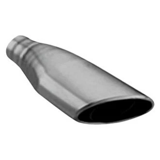 Exhaust Tip Hi-Polished Passenger Side Moon Oval Rolled Edge Angle Cut Weld-On - Изображение 1 из 2