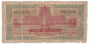 1919 Strait Settlements 10 Cents P86-G - Picture 1 of 2
