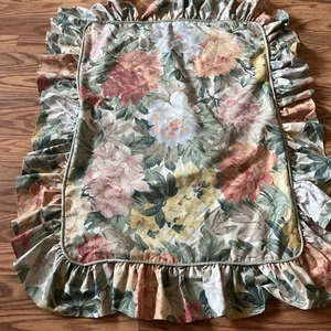 Vintage Croscill Blumen Landhaus rosa gelb grün Borte Rüschen Kissen Sham Std - Bild 1 von 9