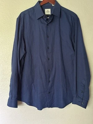 Camisa de vestir Ben Sherman para hombre talla 16,5 34-35 rayas azules calce ajustado a medida Foto 1 de 4