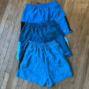 Nike Mens Running Shorts Set 3 Pack XL Blue Black Lined Athletic Training - Picture 1 of 8