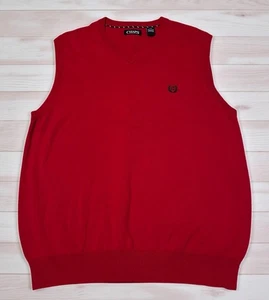 Chaps Men's Sleeveless Sweater Vest Large Red V-Neck Cotton Stretch Preppy - Picture 1 of 8
