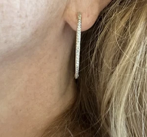 Große Inside Out 14K Gold Diamant Inside Out Creolen 1,6" - Bild 1 von 12