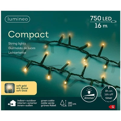 Lumineo LED Lichterkette Compact grün 16 Meter 750 Lichter - softgold - Bild 1 von 3