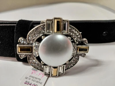 白宫黑市水钻珍珠皮带 M 码 27-31 — 第 1/3 张图片