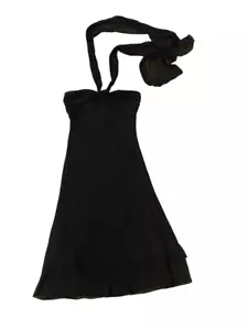 Brooks Brothers Midikleid schwarz Seide Chiffon Neckholder M - Bild 1 von 5