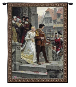 Medieval Tapestry Call to Arms Knight & Lady Picture Leighton - BS 33"x44" - Picture 1 of 1