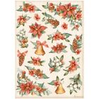 6 Pack Stamperia Rice Paper Sheet A4-Poinsettia & Bells,All Around Christmas DFS